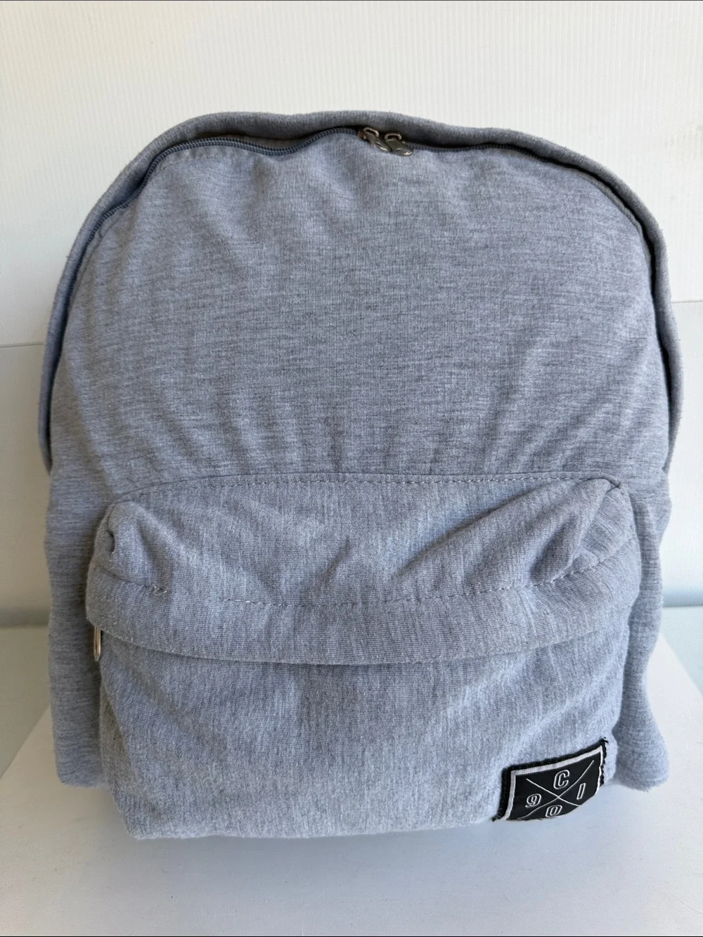 “Cotton On” Heather Fleece Gray Backpack Black & White Straps Sweatshirt Materia